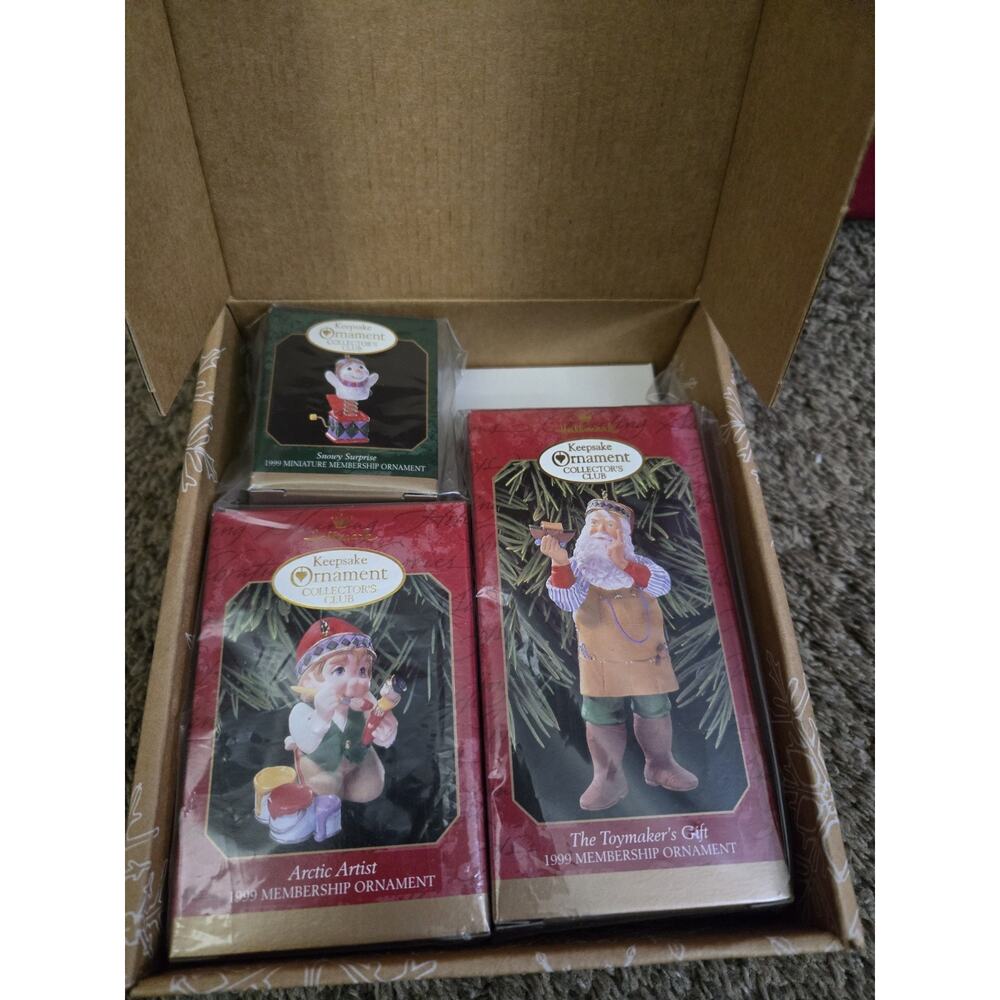 1999 Hallmark Keepsake Collectors Club Membership Kit Set of 3 Ornaments